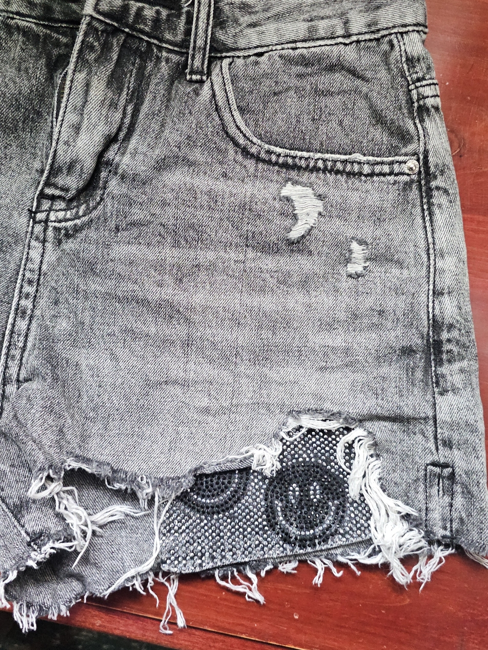 Black Distressed Denim Cutoff Shorts